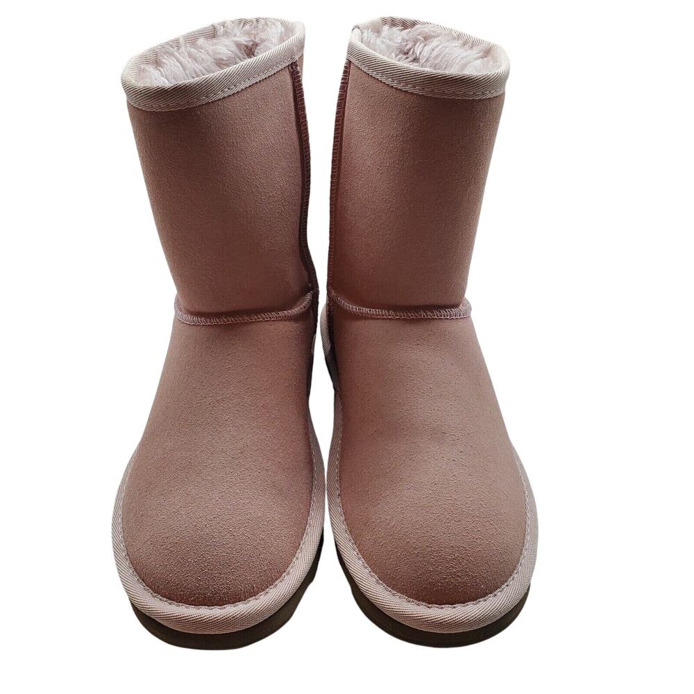 Time and Tru Suede Women's Pink Winter Boot Size 6 Short Genuine Faux Fur